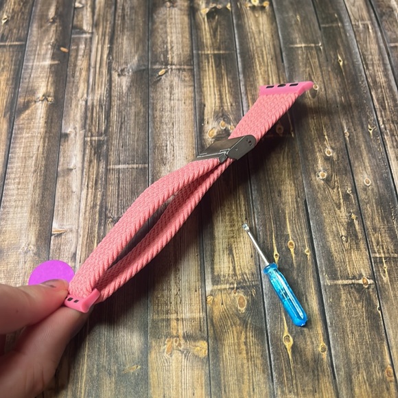 5for$10 Pink 38/40/41mm Braided stretch band adjustable Stainless Steel clasp - Picture 5 of 9